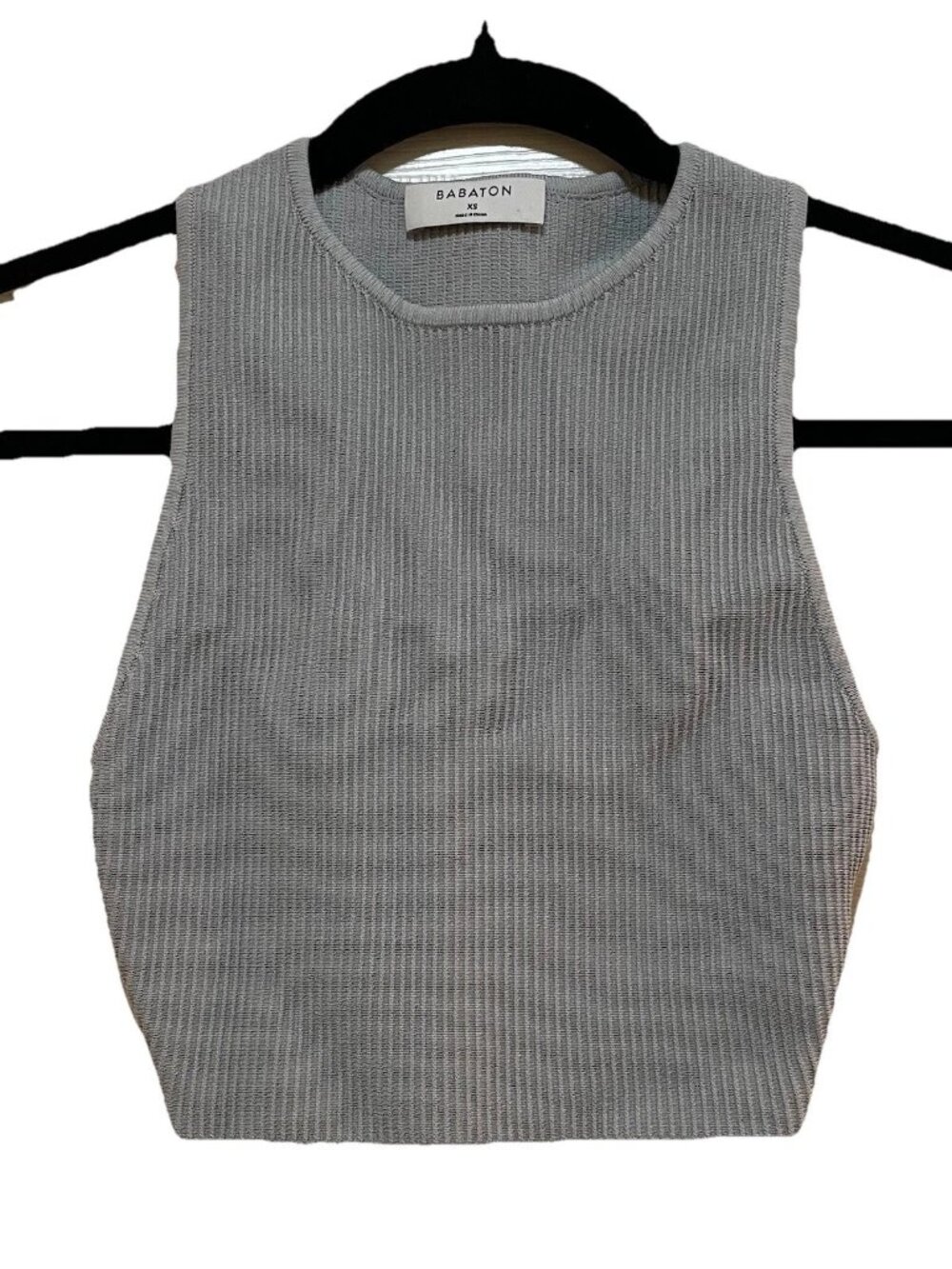 ARITZIA BABATON Light Gray Sculpt Knit Racer Cropped Tank Sz XS